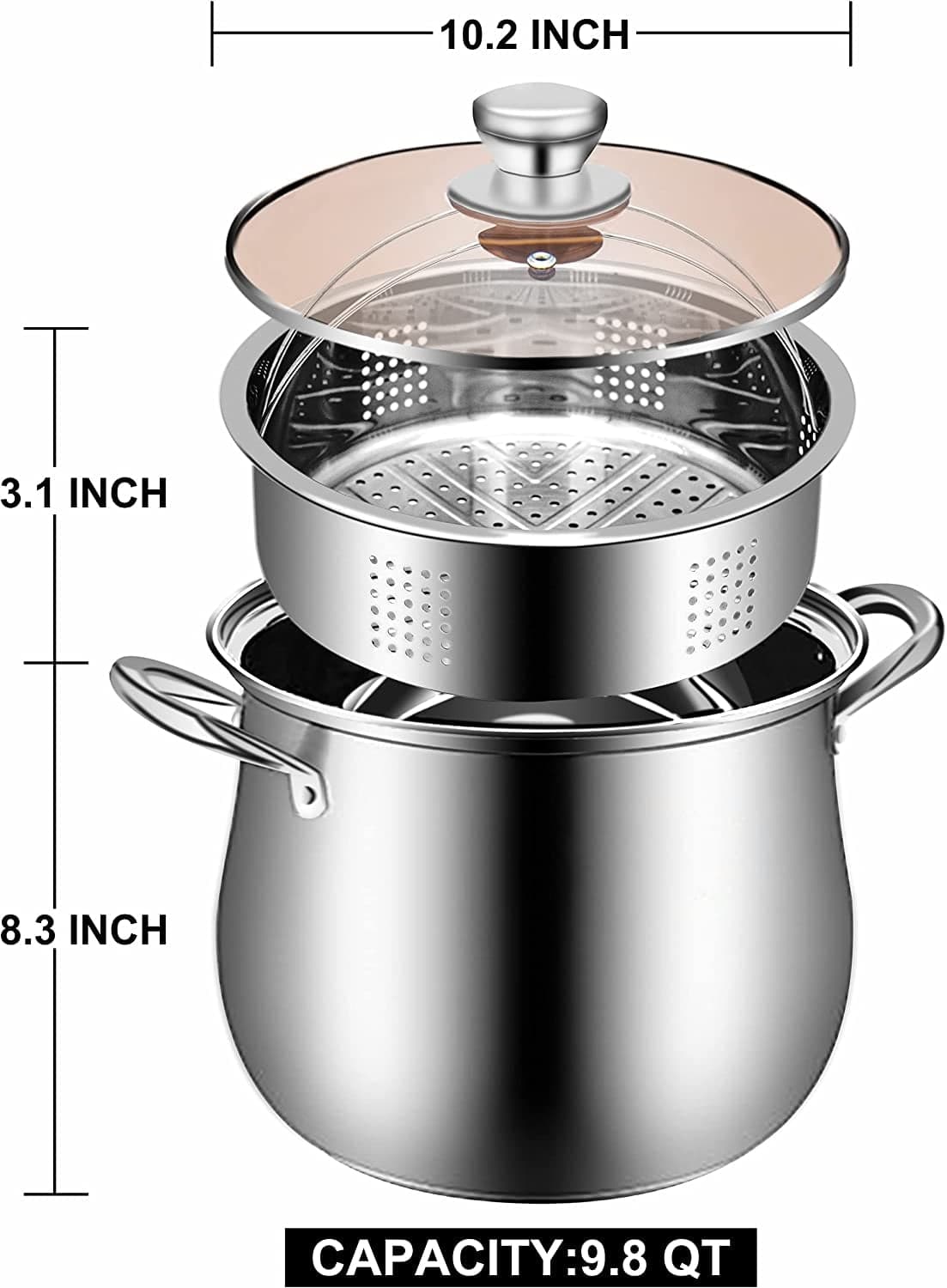 Stock Pot Stainless Steel With Basket - Soup Pot With Lid alternate