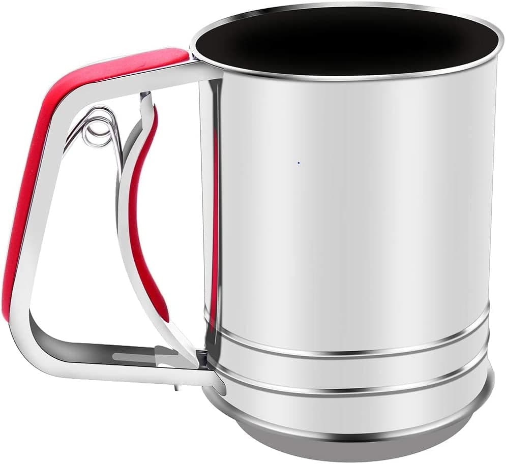 Flour Sifter Stainless Steel Silicone Handle - Squeeze Sifter For Baking