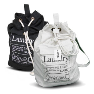 Smart Design Large Laundry Bag w/Handle & Push Lock Drawstring - 100% Cotton Canvas Material - for Clothes & Laundry - Home
