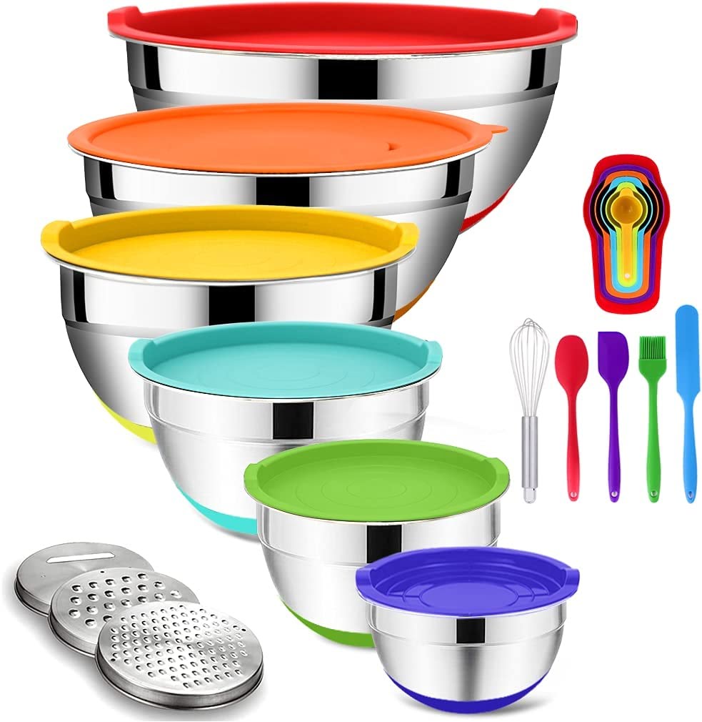 Mixing Bowls with Lids, Plastic Nesting Bowls Set, Storage Bowls, Microwave  Safe Mixing Bowl Set, 3 Bowls 3 Lid 