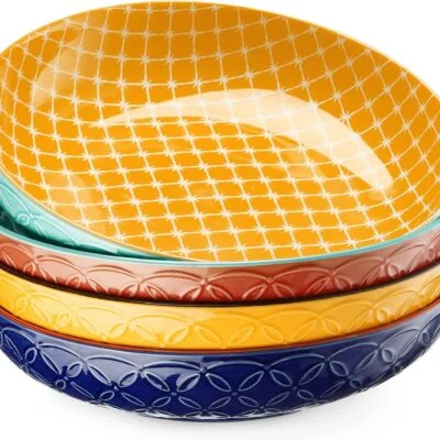 Porcelain Pasta Bowl Set - Vibrant Colors