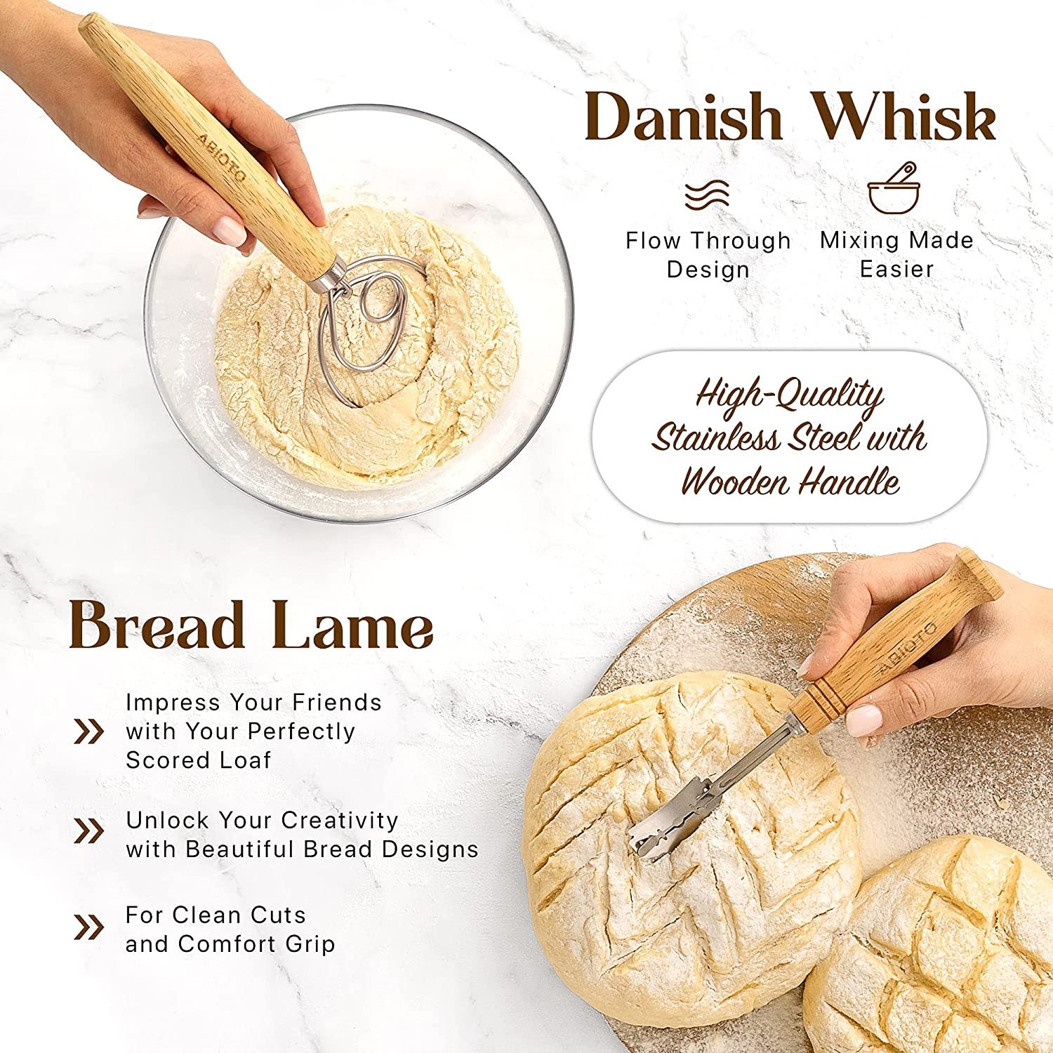 Bread Baking Tool Kit Danish Whisk Bread Lame Dough 
