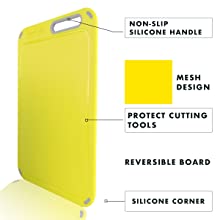 plastic index kitchen cutting board set of 4 with stand food icon non-slip usa color liquid groove