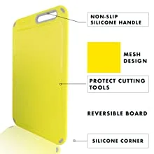 plastic index kitchen cutting board set of 4 with stand food icon non-slip usa color liquid groove