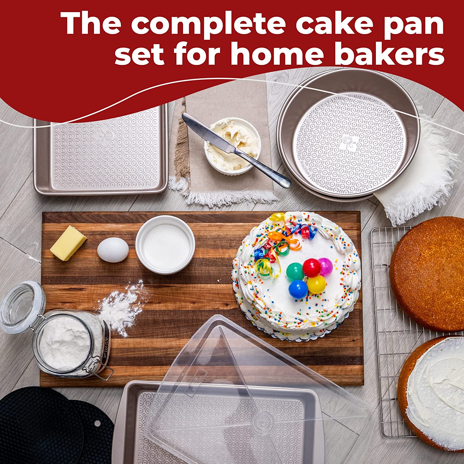 10 Piece Nonstick Bakeware Set Baking Roasting Pizza Crisper Muffin Cake  Pans, 1 unit - Baker's